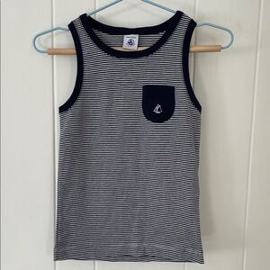 Petit Bateau Navy and White Striped Tank Top